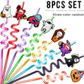 8-Pack Spiral Reusable Plastic Straws – Party & Halloween Reusable Drinking Straws Oasis Select 8pcs