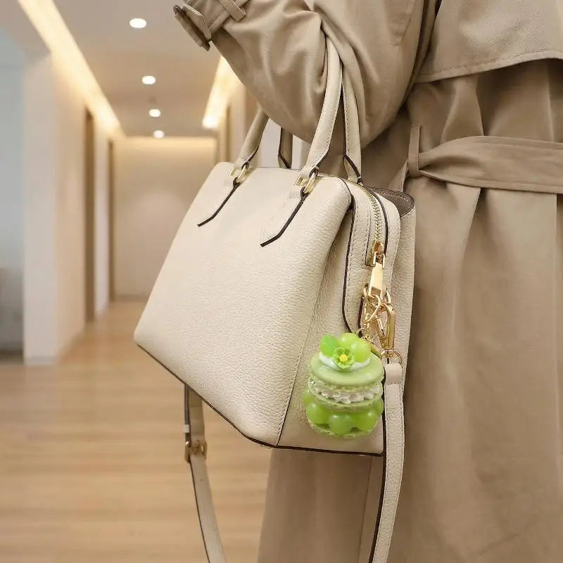 Fruit Macaron Cake Keychain Realistic Dessert Pendant Cute Fun Bag Accessories for Girls Key Ring Holder School Bag Charm Oasis Select