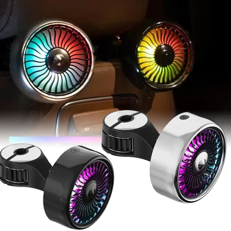 3 Speeds USB Car Fan Dual Head RGB Lighting Seat Back Cooler Rear Auto Air Fan Vehicle Cooling Accessories Top Rated Oasis Select