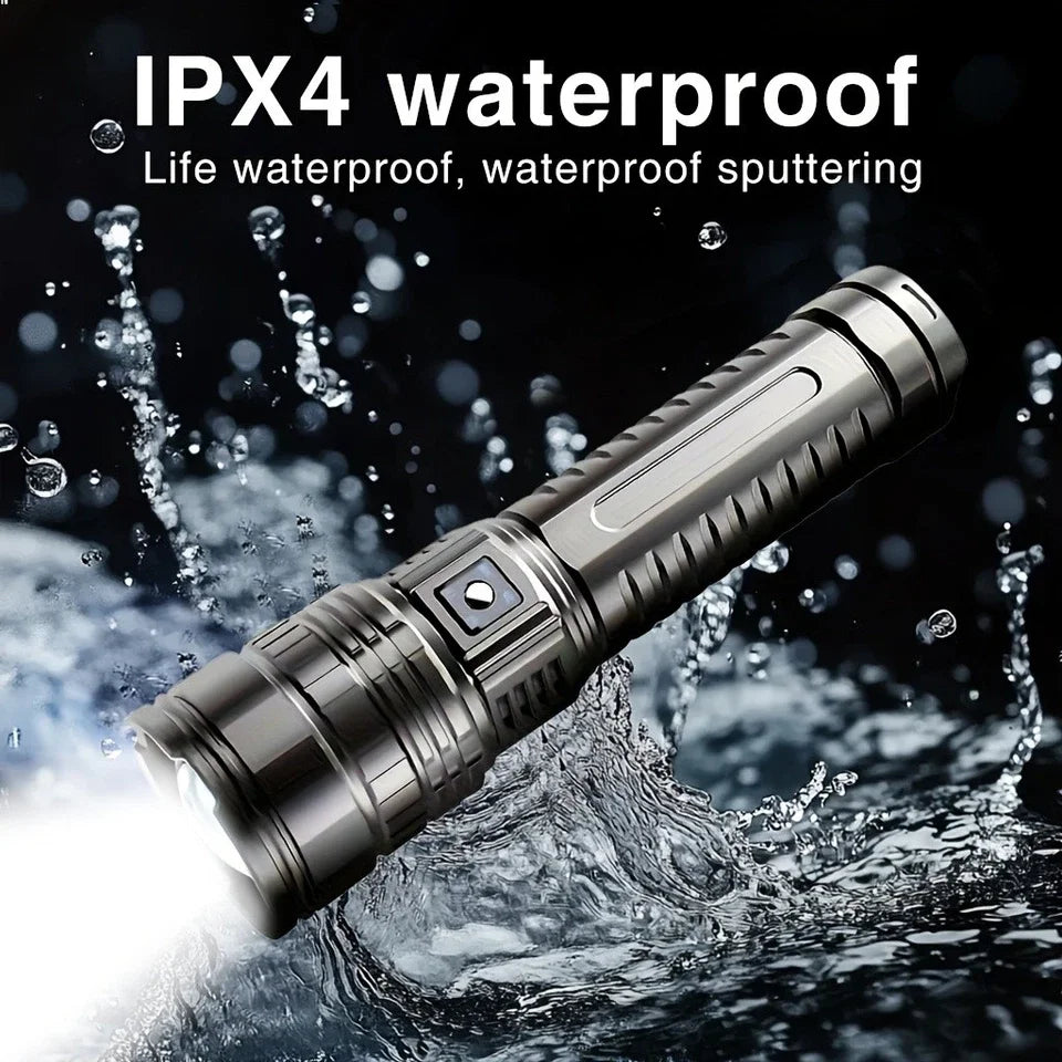 Powerful LED Flashlight Rechargeable Tactical Flashlight with 5 Modes Waterproof Zoomable Flashlight for Camping Emergency Oasis Select
