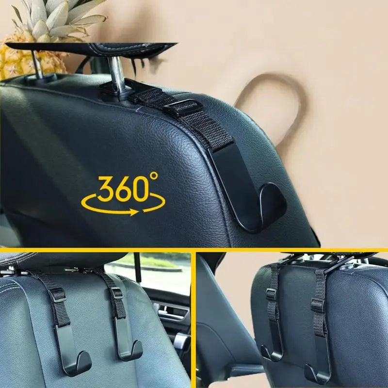 Car Seat Headrest Hooks 4Pcs, Adjustable Reusable Car Interior Accessories, Auto Storage Clips Fasteners, Easy to Install Oasis Select