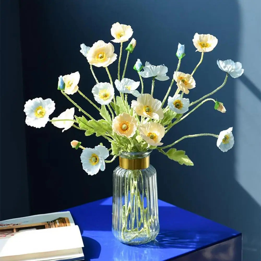 Bridal Real Touch Realistic Gorgeous Flocking Stem Faux Bouquet Silk Plants Fake Poppies Flowers Artificial Papaver Rhoeas Oasis Select