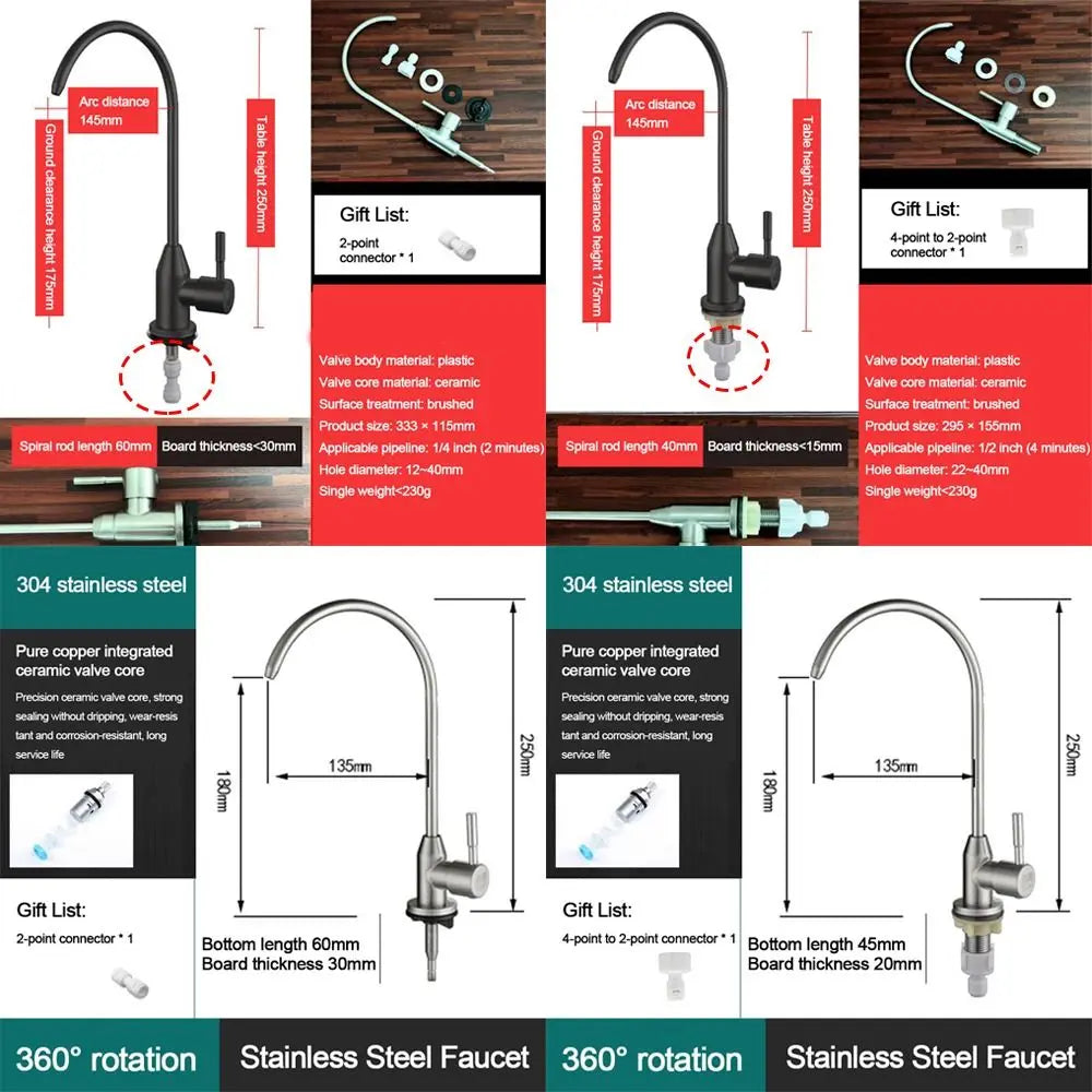 Stainless Steel Water Filter Faucet | 360° Swivel Kitchen Tap