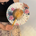 Chinese Style Hand Fold Fan Silk Bamboo Silk Flower Folding Fan Dance Props Tassel Elegent Retro Classical Dance Fan Oasis Select 2