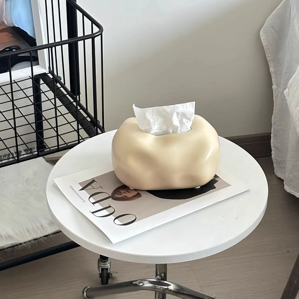 Nordic Ceramic Tissue Box Advanced Napkin Holder Living Room Dining Table Tissue Case Household Tissue Storage Box Decoration Oasis Select Milk white