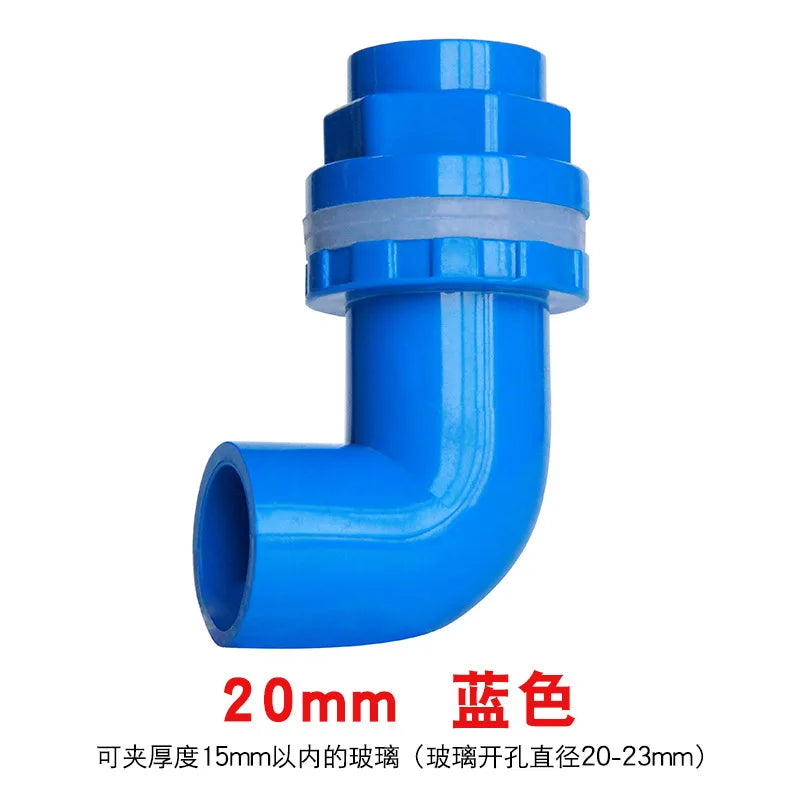 5pcs Elbow Drainage Connector Fish Tank OverflowI.D20~50mm PVC Aquarium Joints Water Inlet Outlet Supply Pipe DIY Drain Fittings Oasis Select Blue 20mm 5pcs