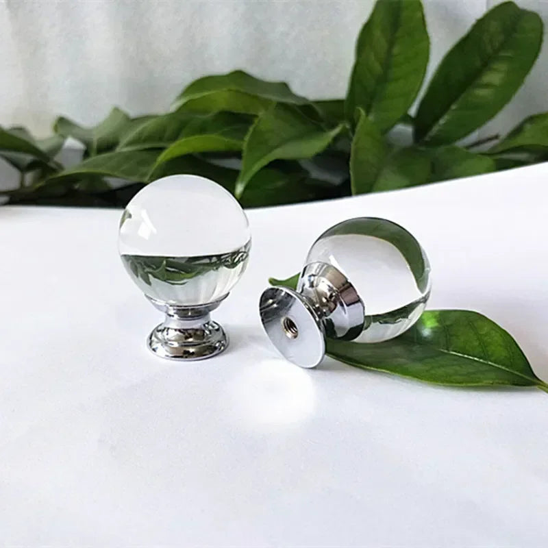 Clear Crystal Round Handles for Cabinets Door Hardware Furniture Pull Knobs Drawer Wardrobe Cupboard Kitchen Decor Oasis Select
