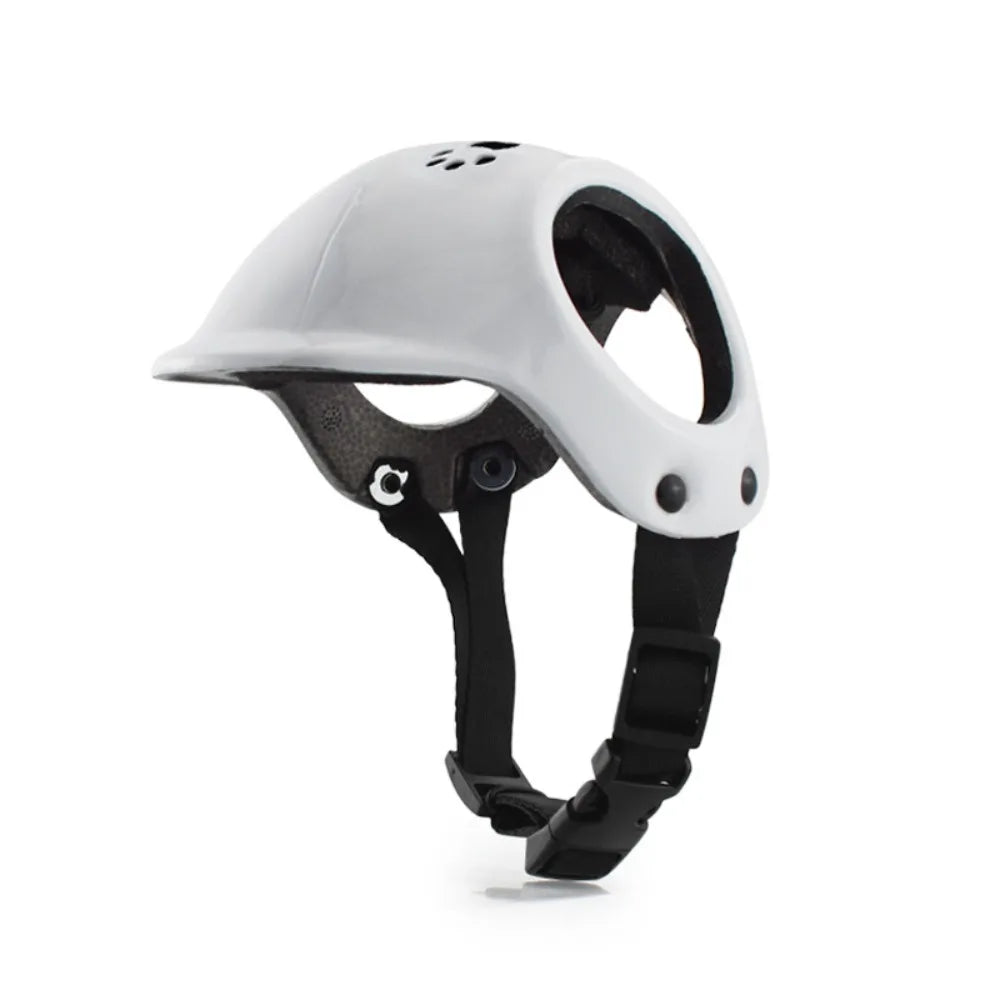 Plastic Pet Dog Helmets With Ear Holes Solid Color Pet Motorcycle Headgear Handsome Adjustable Straps Pet Locomotive Helmet Cat Oasis Select White - L