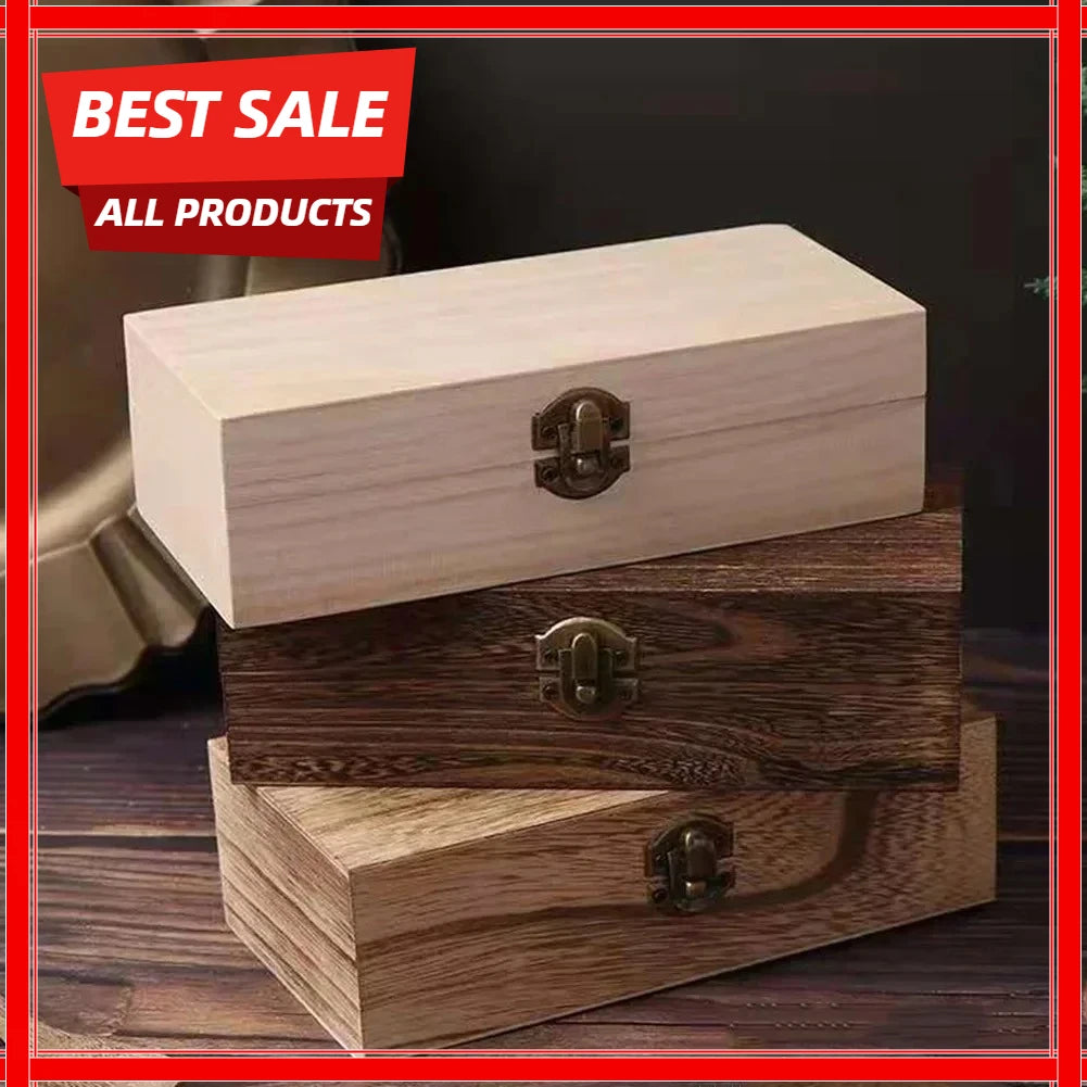 Retro Wooden Jewelry Storage Box Vintage Wooden Box With Lock Rectangular Desktop Organizer For Necklace Bracelet Ring Ornaments Oasis Select
