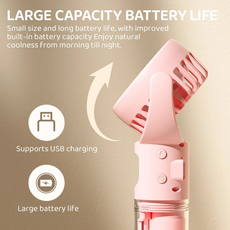 New Handheld Fan USB Rechargeable Portable Hanging Neck Misting Fan Adjustable Speed Spray Water Mist Fan Outdoor Camping Travel Oasis Select