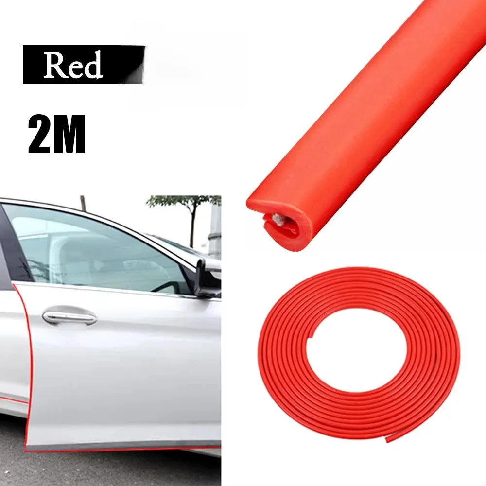 1/2/3pcs Door Anti-Collision Strip Car Door Border Scratching Anti-Collision Hood Protection Strip Door For General Purpose Oasis Select 1pcs Red-2m