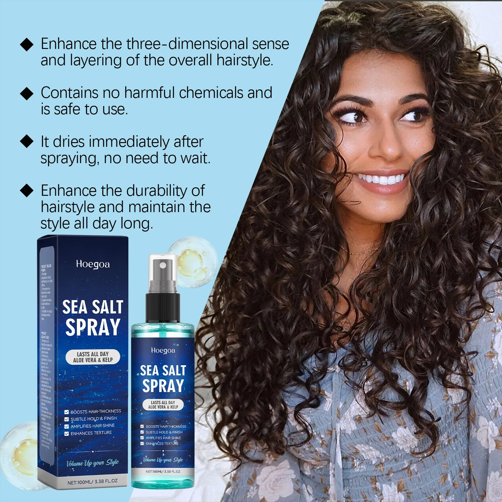 Hoegoa Sea Salt Curl Spray – Texturize & Boost Curls 100ml Curl Styling Spray Oasis Select