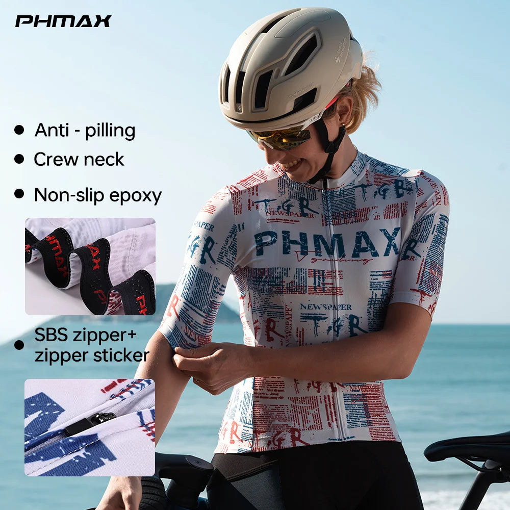 PHMAX New Women Cycling Jersey Short Sleeve Breathable Quick Dry Road Bike Shirt with 3 Pockets Bicycle maillot Cycling Clothing Oasis Select