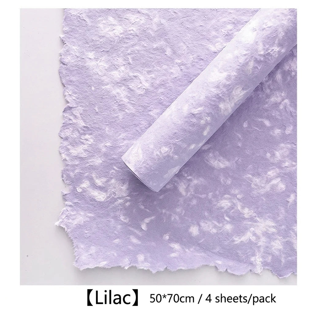 4 Pieces 50 X 70cm Mother's Day Petals Dongba Paper Handmade Retro Texture Packaging Papers Flower Bouquet DIY Packaging Oasis Select Purple