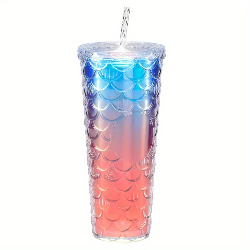 double wall 701-800ml plastic durian tumbler durian cup with lid and straw no logo Oasis Select Blue red