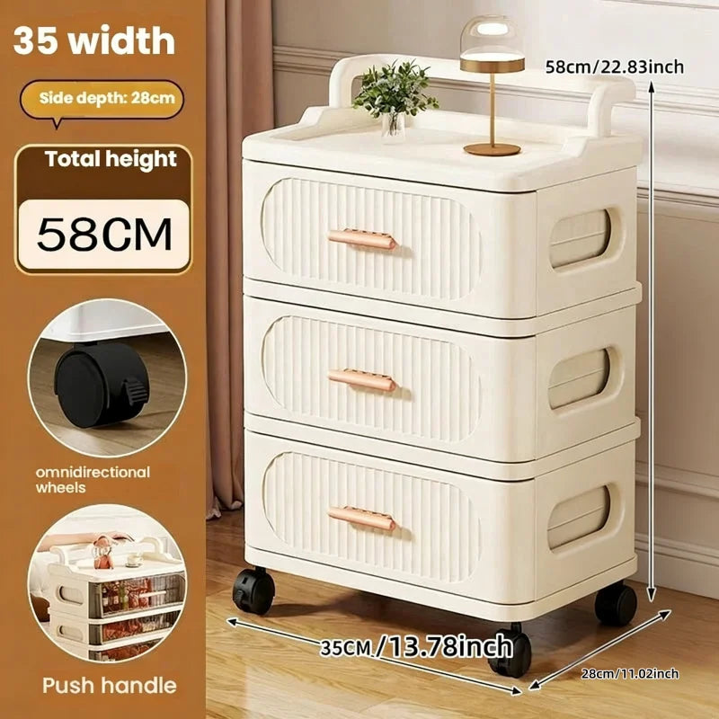 Drawer-style storage cabinet - A household portable storage unit for storing snacks and miscellaneous items in multiple layers. Oasis Select 35cm-3 layers-white