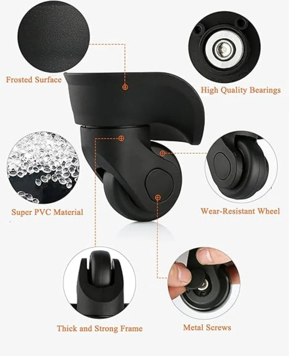 1 pair Replacement Luggage Wheels Repair DIYAccessories for Travel Suitcases Oasis Select