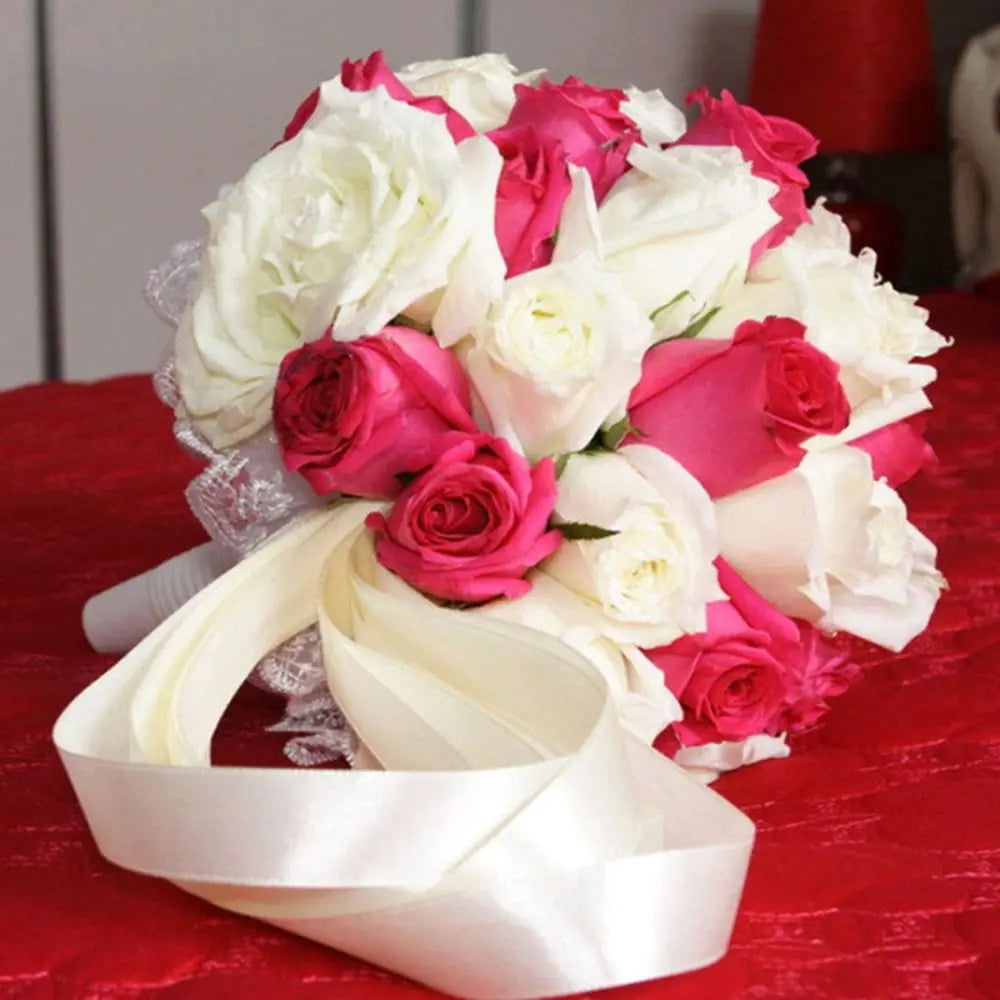 Pink Lace Bridal Bouquet Holder with Floral Foam | Wedding Decor