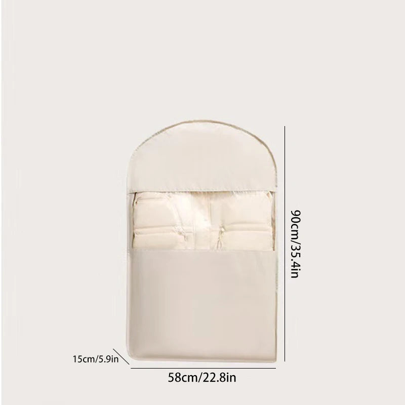Compression Clothes Storage Bag with Hanging,Space Saving Vacant Seal Bag for Down Jacket,Winter Coat,Visible Organizer for Home Oasis Select Beige-S