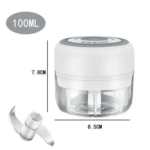 USB Portable Meat Grinder Vegetable Chopper for Kitchen Gadgets Electric Kitchen Food Chopper Mini Garlic Masher crusher Oasis Select 105-White100ml