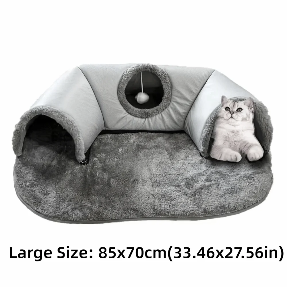 Warm Non-Slip Base Cat Tunnel Bed Removable Washable Anti Dirty Cat House U-shaped Cat Channel Pet Supplies Oasis Select L
