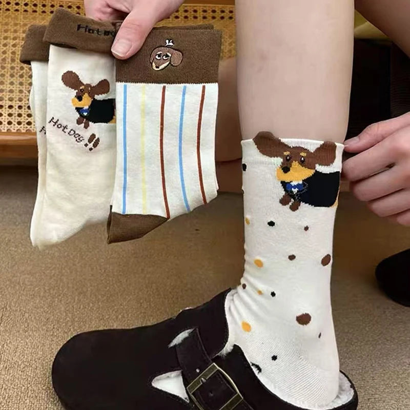 Funny Animal Cotton Socks Cartoon Dog Print Socks Autumn Winter Warm Sock Cute Couple Sock Oasis Select