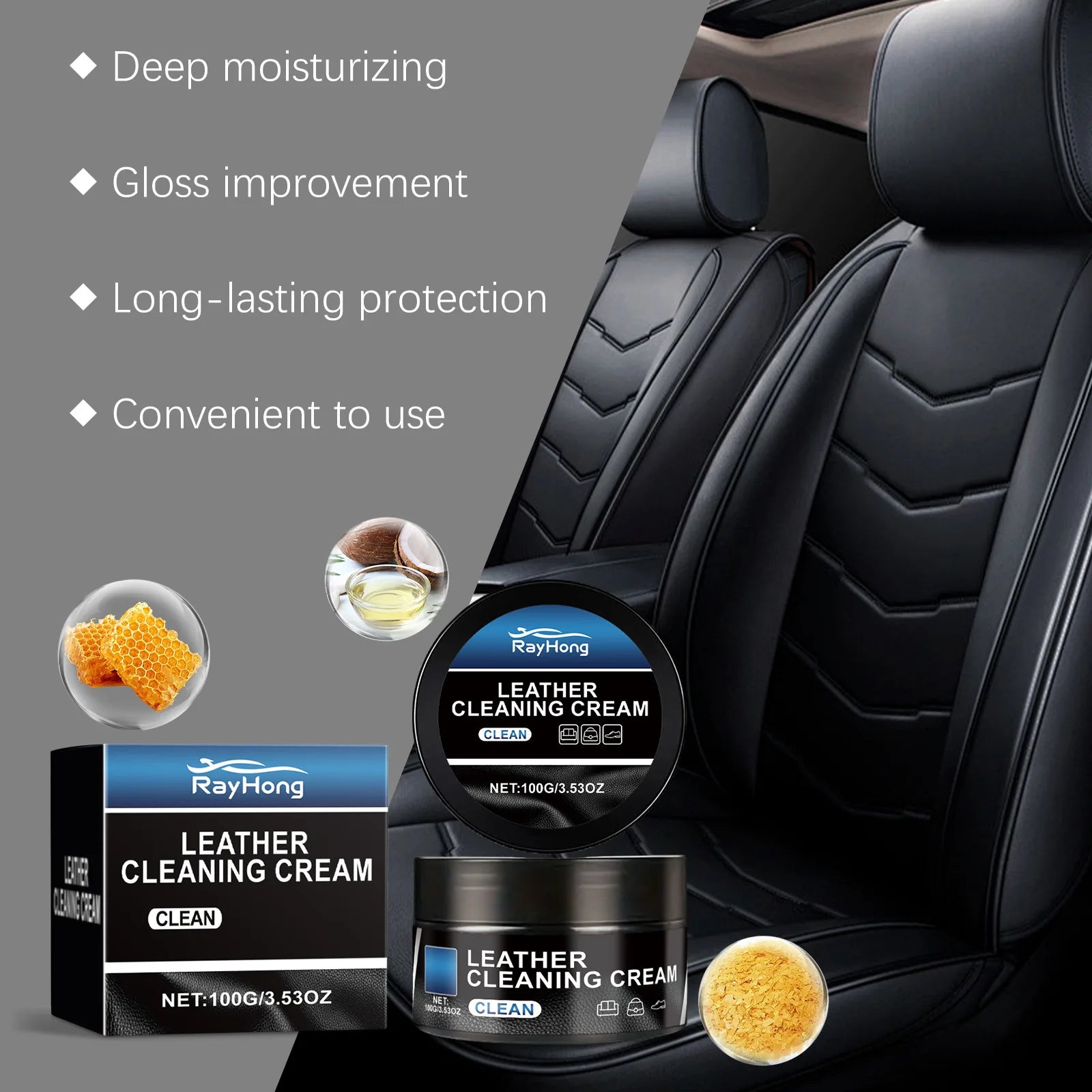 Leather Cleaning Cream for Automotive Interior Remove Dirt Anti Fouling and Waterproof Car Interior Seat Leather Products Oasis Select