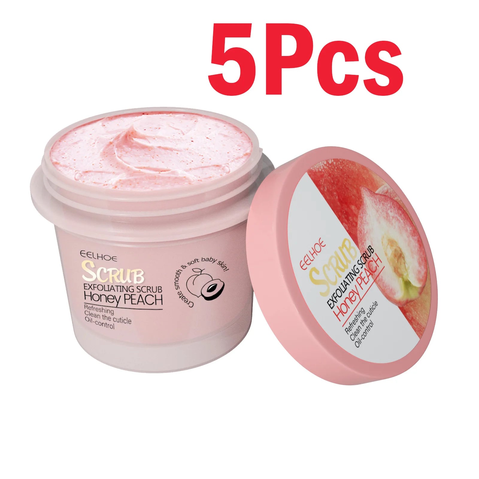 Honey Peach Body Scrub Cream Deeply Cleansing Exfoliating Scrub for Smooth & Glowing Skin Dead Skin Removal Moisturizing Oasis Select 4 x 100g Boxed