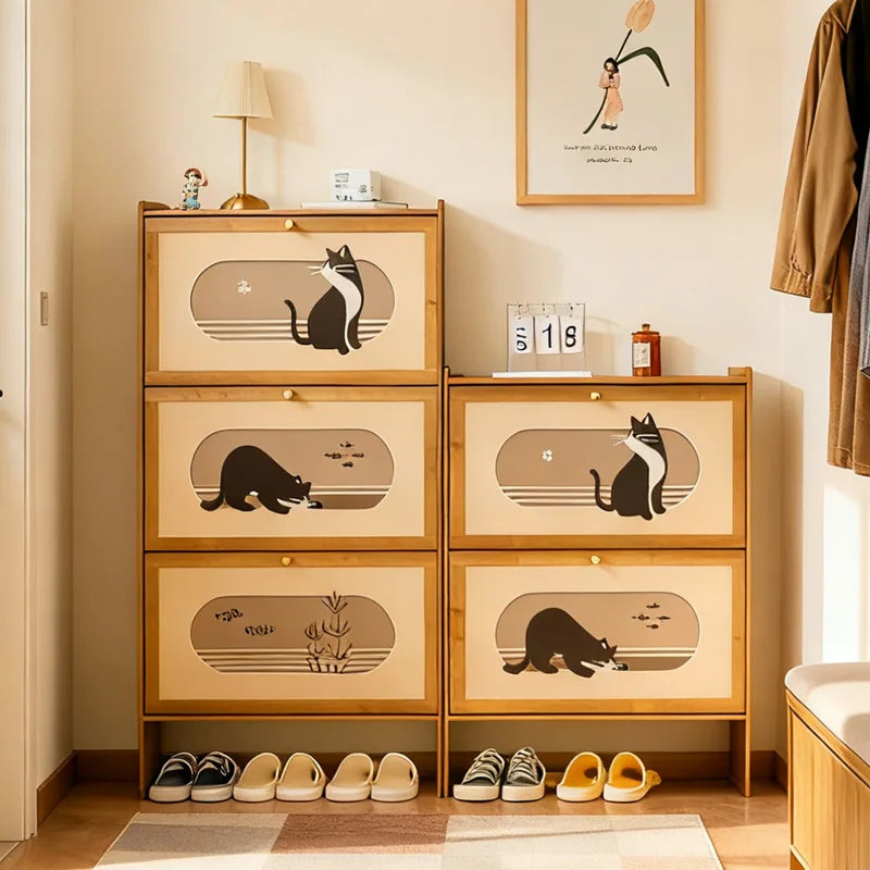 multi-layer strong and durable storage cabinet at the door of the home, good-looking indoor dust-proof Nanzhu shoe cabinet Oasis Select