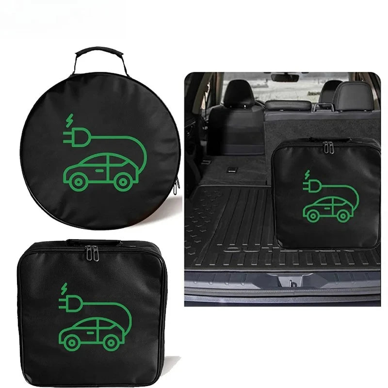 EV Car Charging Gun Storage Organizer 1PCS Durable Electric Car Charger Storage Bag Waterproof Car Battery Cable Handled Bag Oasis Select