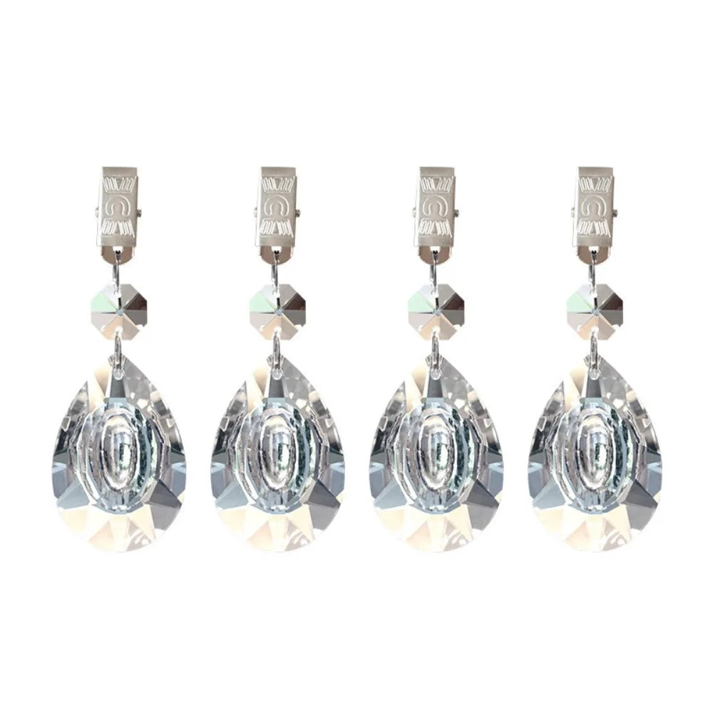 4-Pack Crystal Tablecloth Weights with Metal Clips – Windproof