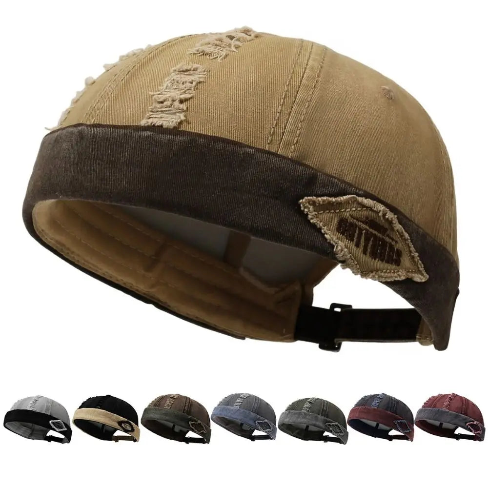 Casual Broken Hole Melon Skin Hat Lightweight Streetwear Hip Hop Cap Sun Protection Quick Drying Skullcap Outdoor Oasis Select