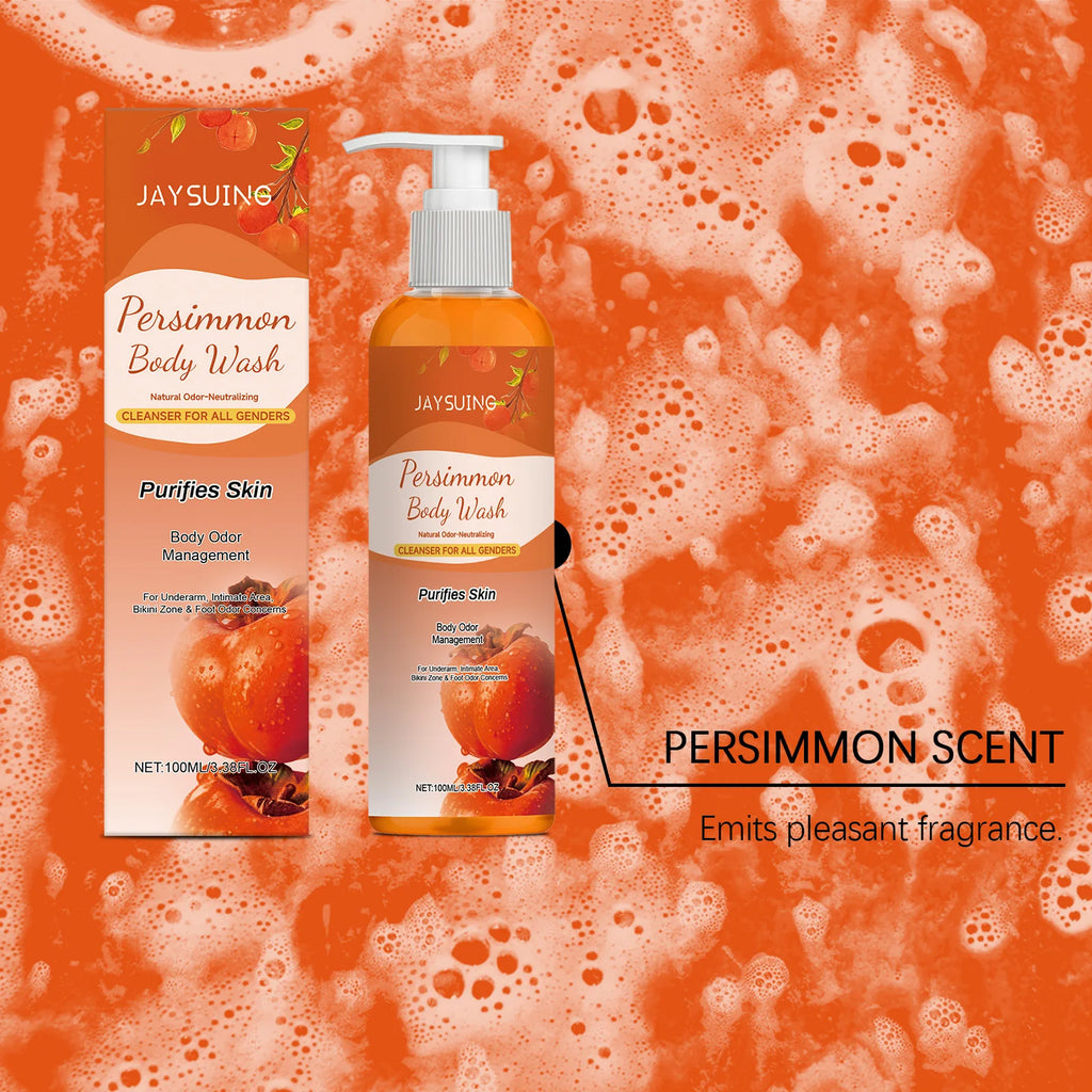 JAYSUING Persimmon Deodorizing Shower Gel Hydration Remove Odors Lasting Fragrance Exfoliate Perspiration Skin Sooth Shower Gel Oasis Select