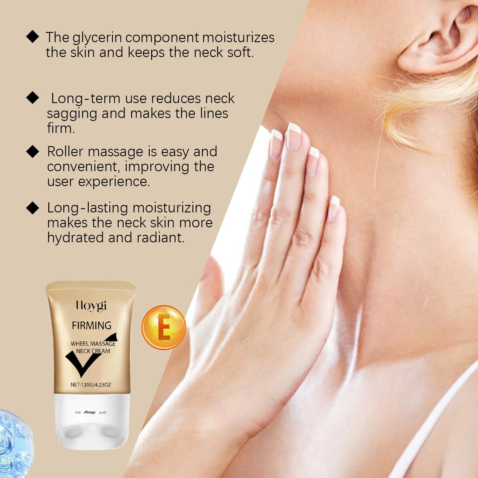 Hoygi Neck Firming Roller Cream – Lift, Tighten & Hydrate Neck Firming Cream Oasis Select