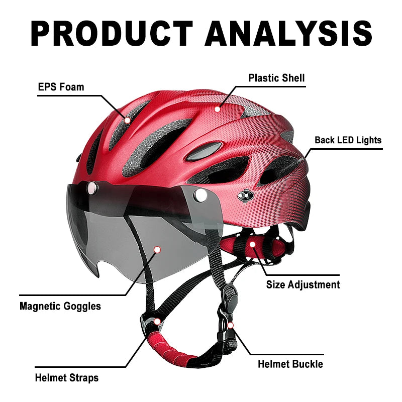 Bike Helmet with LED Tail Light Adult Cycling Helmet Fit 58-62cm Lightweight Breathable Colorful Bicycle Helmets Accessories Oasis Select
