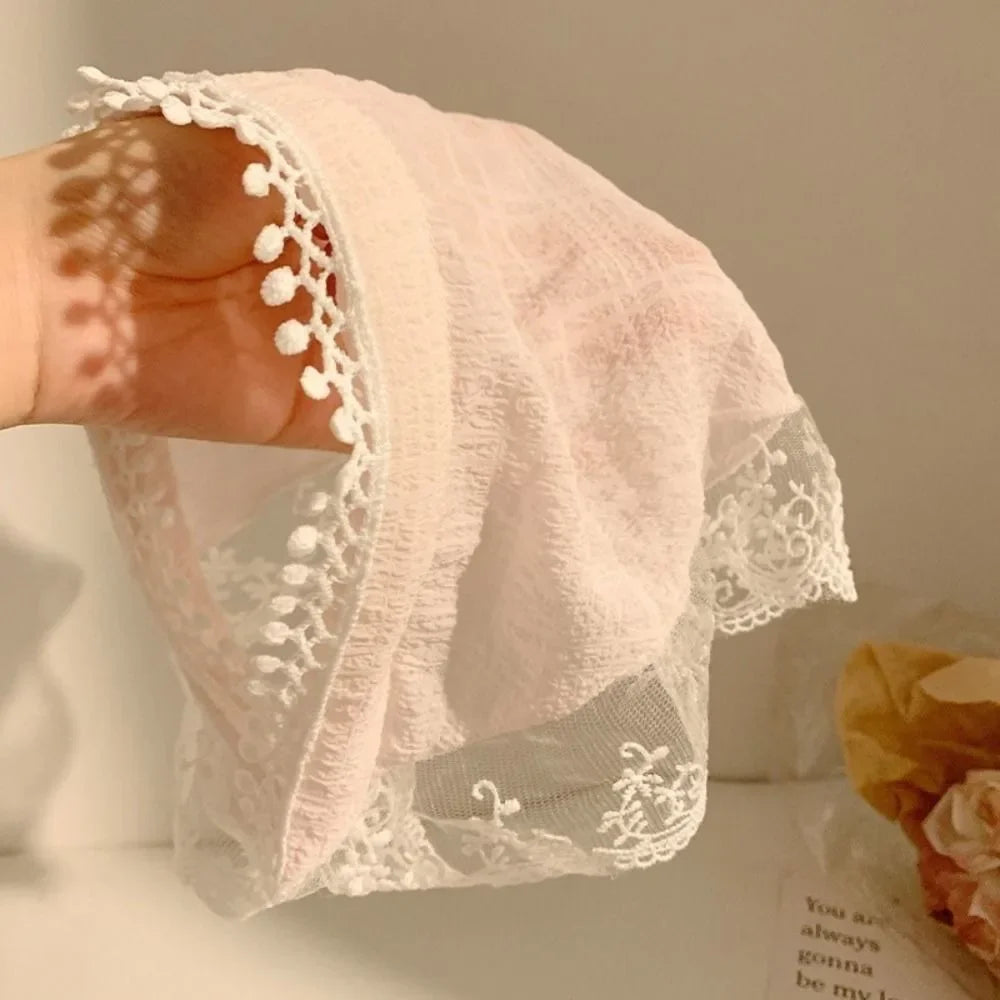 New French Style Triangle Scarf Small Flowers Fabric Turban Bandana Hair Accessories Lace Hair Bands for Spring Summer Oasis Select 77