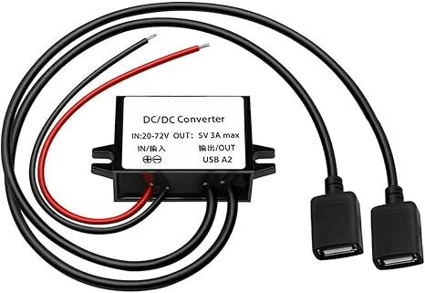 DC/DC 20-72V To 5V 3A 15W USB Converter With USB Output Power Adapter Converter Voltage Buck Regulator Waterproof Transformer Oasis Select Dual square USB 20-72V 5V 3A