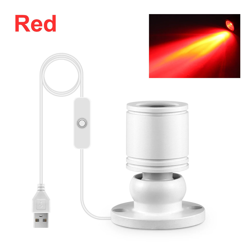 1W Led USB Spotlight With Swtich On/Off,5V USB Charging Port,Atmosphere Decor Lighting for Collectibles Anime Character Models Oasis Select White Shell Red