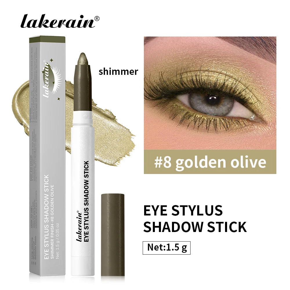 Eyeshadow Stick Colorful Shimmer Glitter Matte High Pigmented Waterproof Cream Eyes Shadow Pencil Long Lasting Makeup Cosmetic Oasis Select 8 Golden Olive