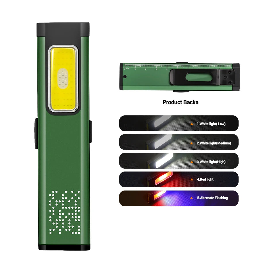 ZHIYU Rechargeable Pocket Flashlight 800LM COB 6 Modes USB-C