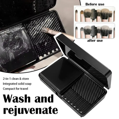 Makeup Brush Cleaner Soap, 2-in-1 Brush Cleaning Wash Bar with Scrubbing Silicone Cleaning Mat For Cleaning Makeup Sponges Brush Oasis Select