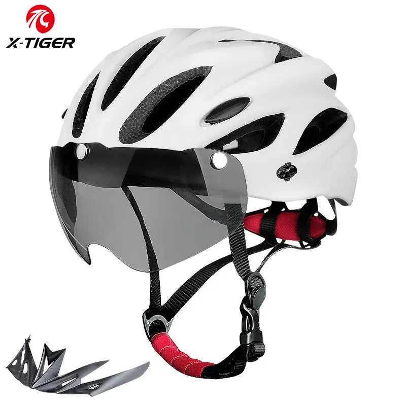 Bike Helmet with LED Tail Light Adult Cycling Helmet Fit 58-62cm Lightweight Breathable Colorful Bicycle Helmets Accessories Oasis Select White