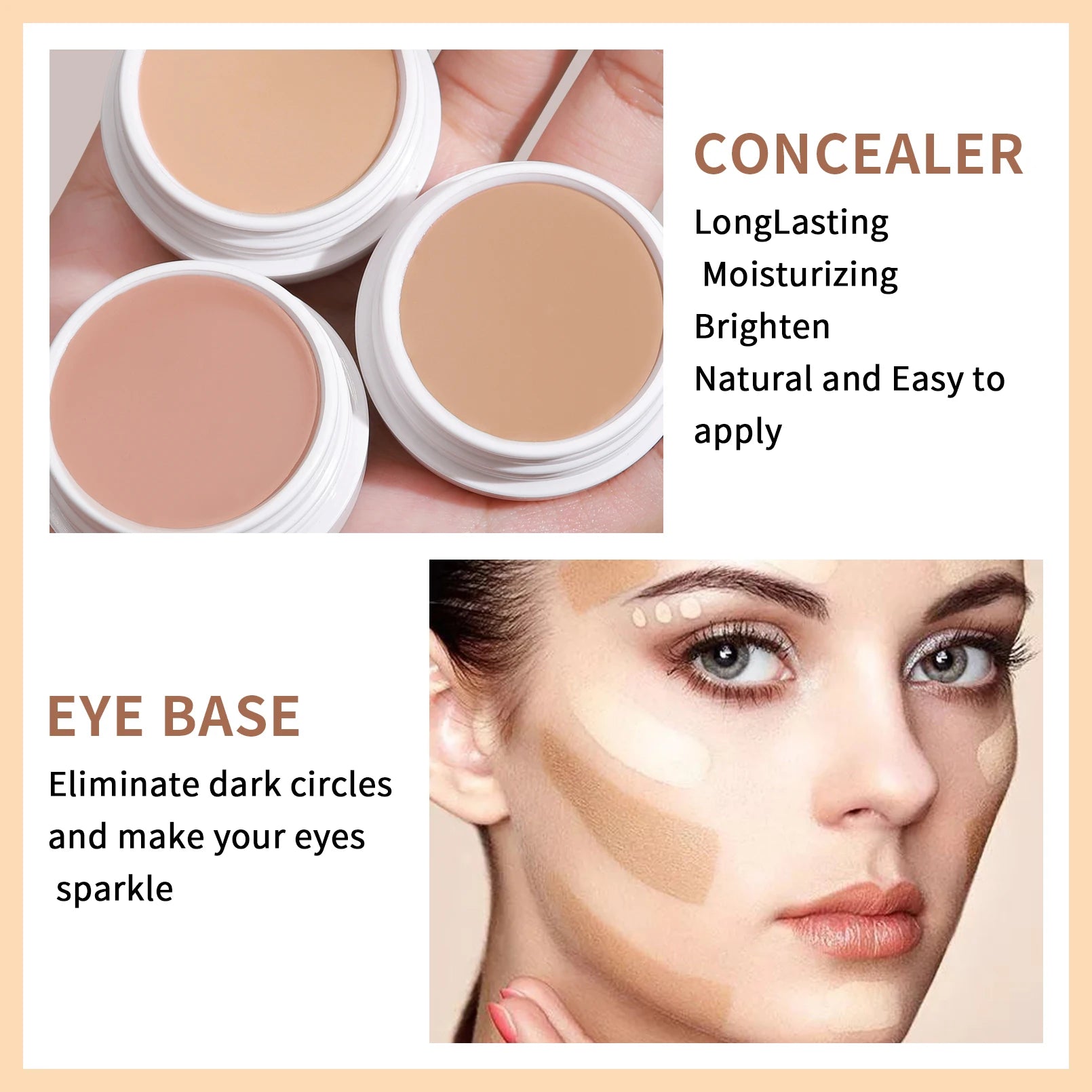 QIC Hydrating Waterproof Concealer – Full Coverage Cream