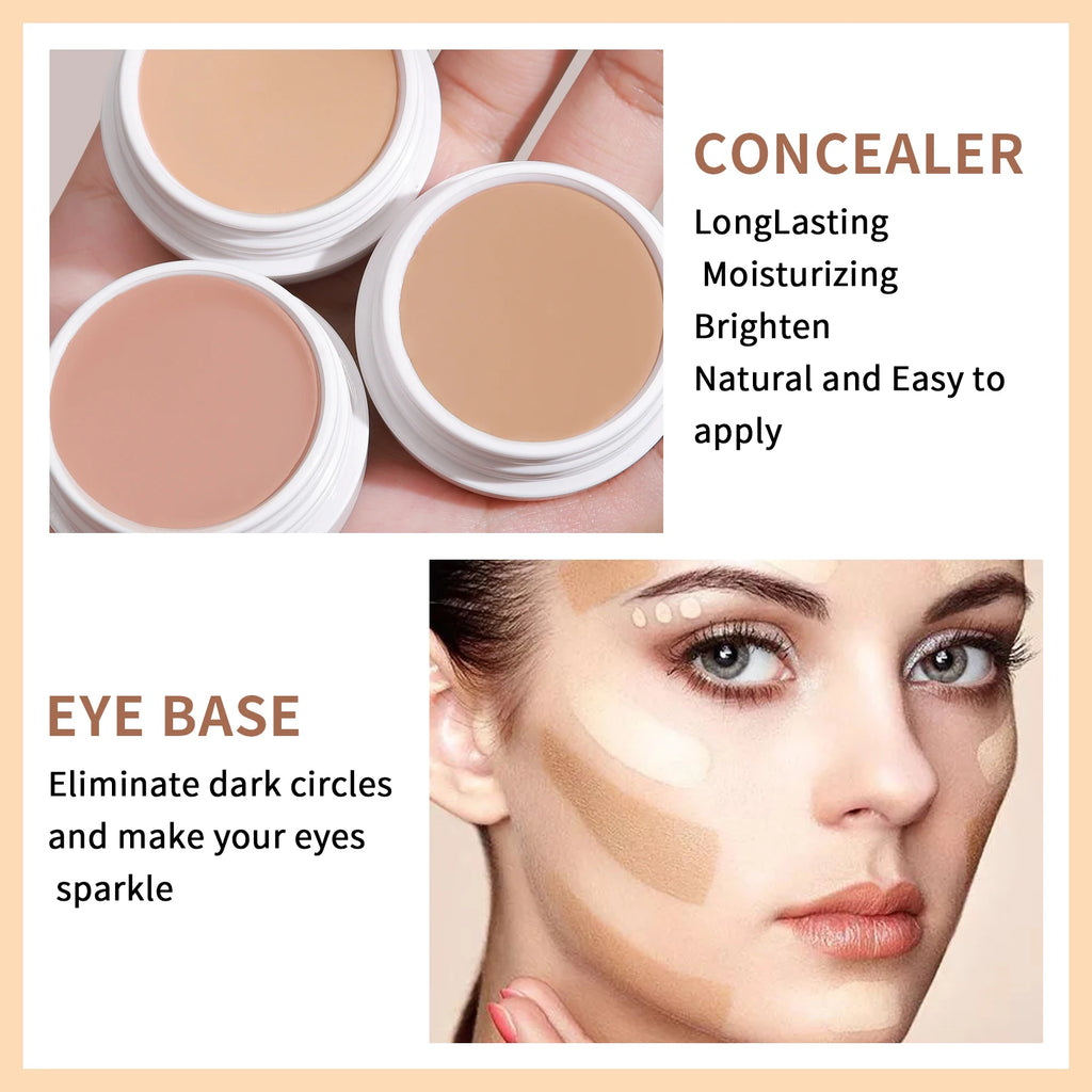 QIC 3-Color Concealer Palette – Moisturizing Long-Lasting Cover