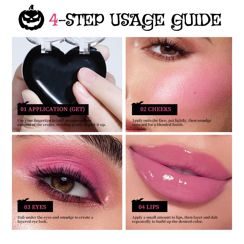 PH Color Changing Magical Black Cream Long-wearing Blush Cheeks Lips Natural Pink Moisturize Long Lasting Makeup Cosmetics Oasis Select