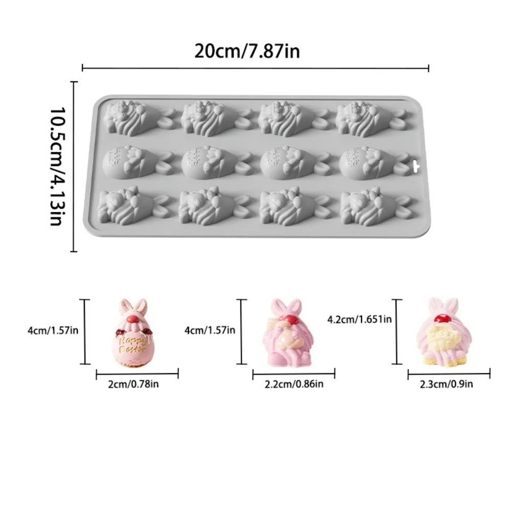 New Easter Rabbit Shaped Silicone Mold Bunny Jelly Chocolate Cake Mould Baking Tool Easter Party Decoration Kitchen Bakeware Oasis Select Grey
