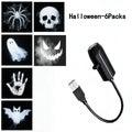 Halloween USB Projector Light Skull NightLight Ghost LED Lamp 360Degree Rotating Switchable Pattern Design Dark & Night Ambiance Oasis Select 6 Films-A
