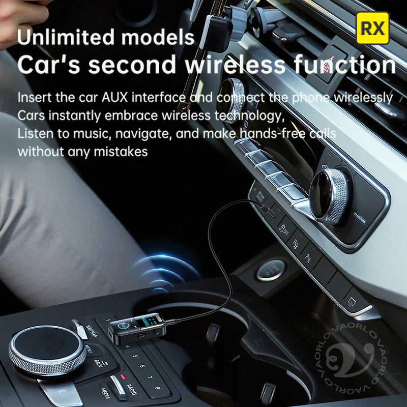 4 in 1 Bluetooth 5.4 Audio Receiver Transmitter 3.5MM AUX TF Card Stereo Music LED Display Wireless Adapter With Mic For Car TV Oasis Select