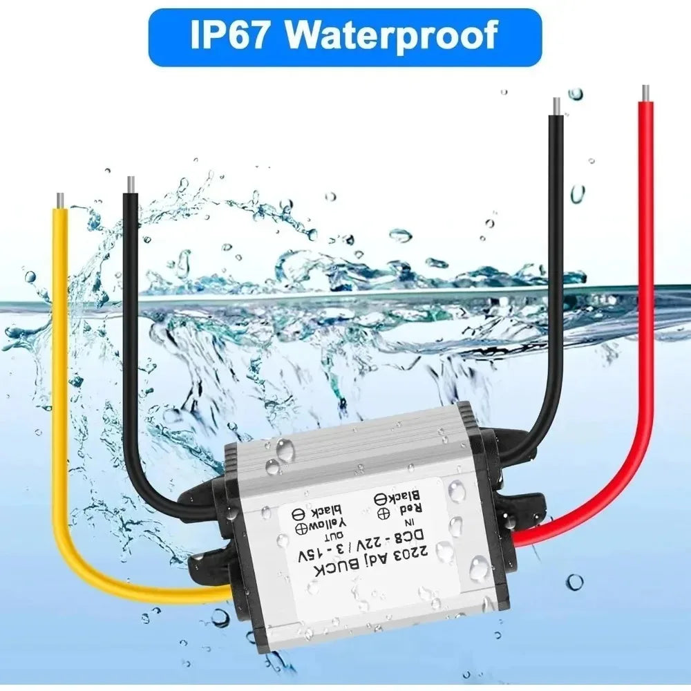 18V20V24V to DC 12V 3A DC DC Regulator Buck Power Converter Supply 8-35V to 3-15V Step Down Waterproof Voltage Converter Buck Oasis Select