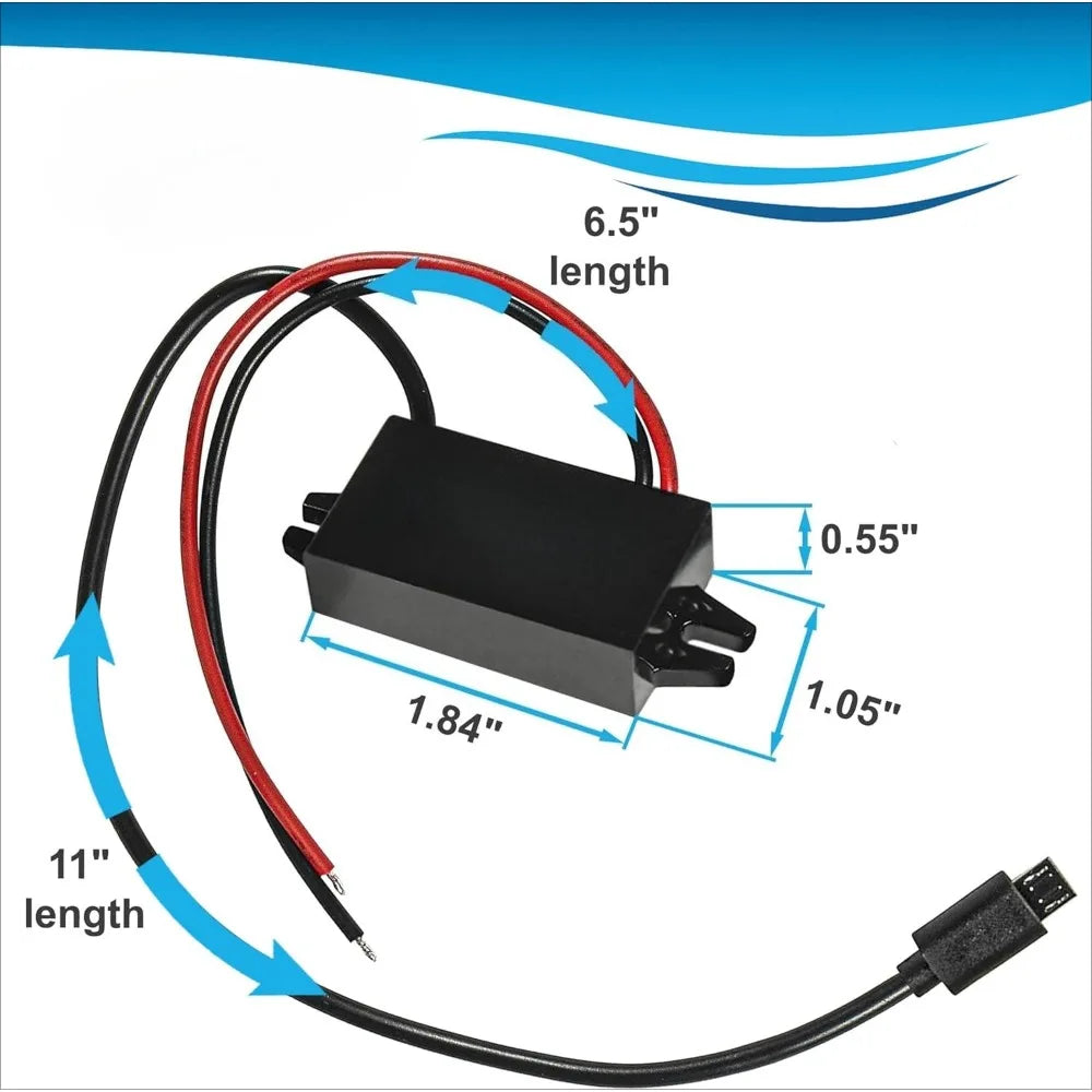 DC/DC Step Down Converter 12/24V To 5V 3A With Micro USB Male Connector Power Supply Adapter Compatible With Ring Alarm keypad Oasis Select